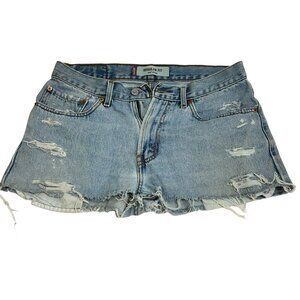 Vintage Levi's 505 Light Wash Distressed Shorts, Petros Vintage, Size 32